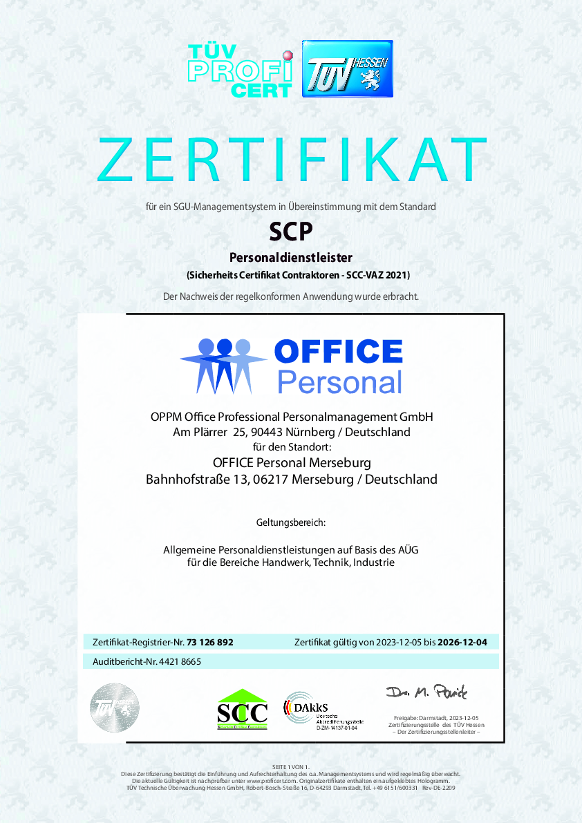 SCP-Zertifikat Merseburg