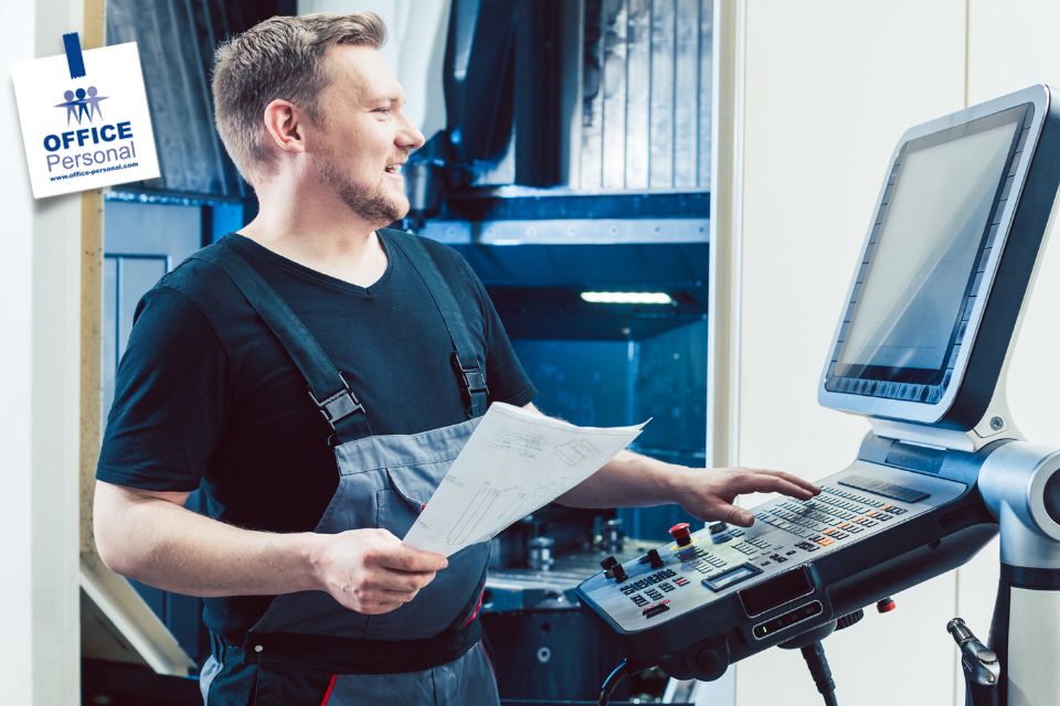 CNC-Maschinenbediener, Drehen, Fräsen, Zerspaner, Mann, 