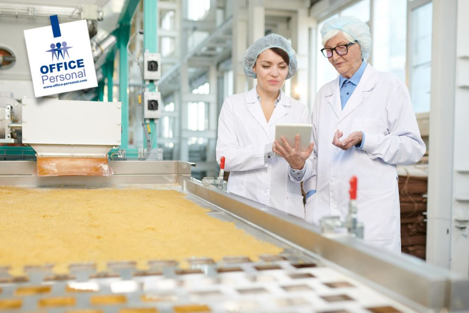 Produktion, Produktionsmitarbeiter*in, Lebensmittelherstellung, Produktionsstrecke, Frau