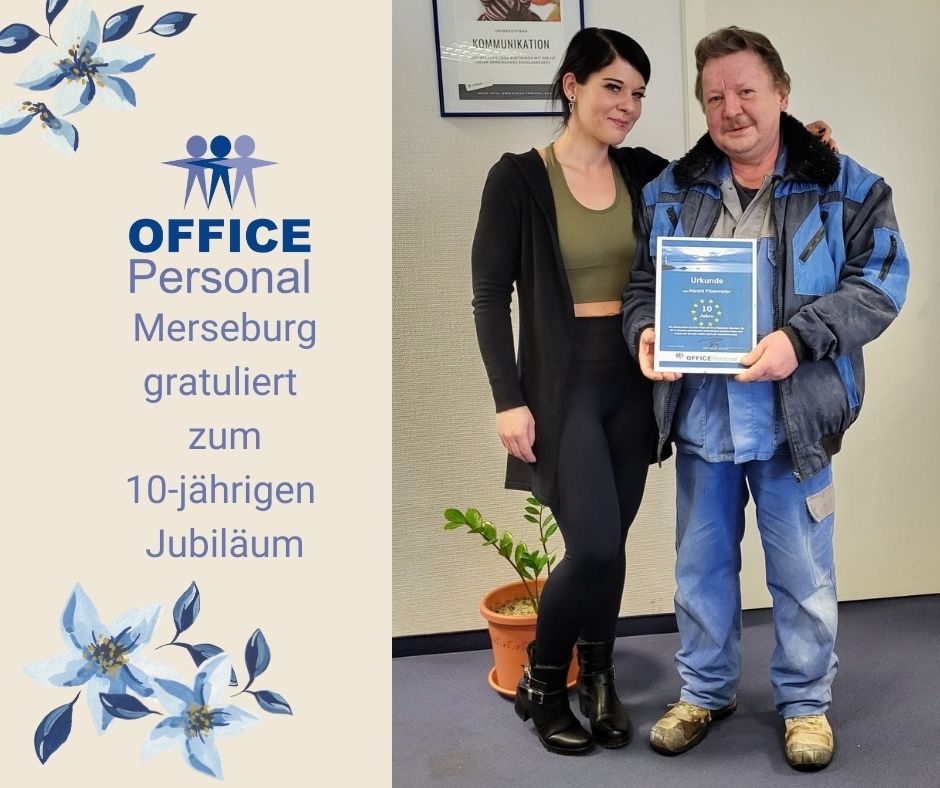 Vielen Dank für 10 Jahre bei OFFICE Personal!!